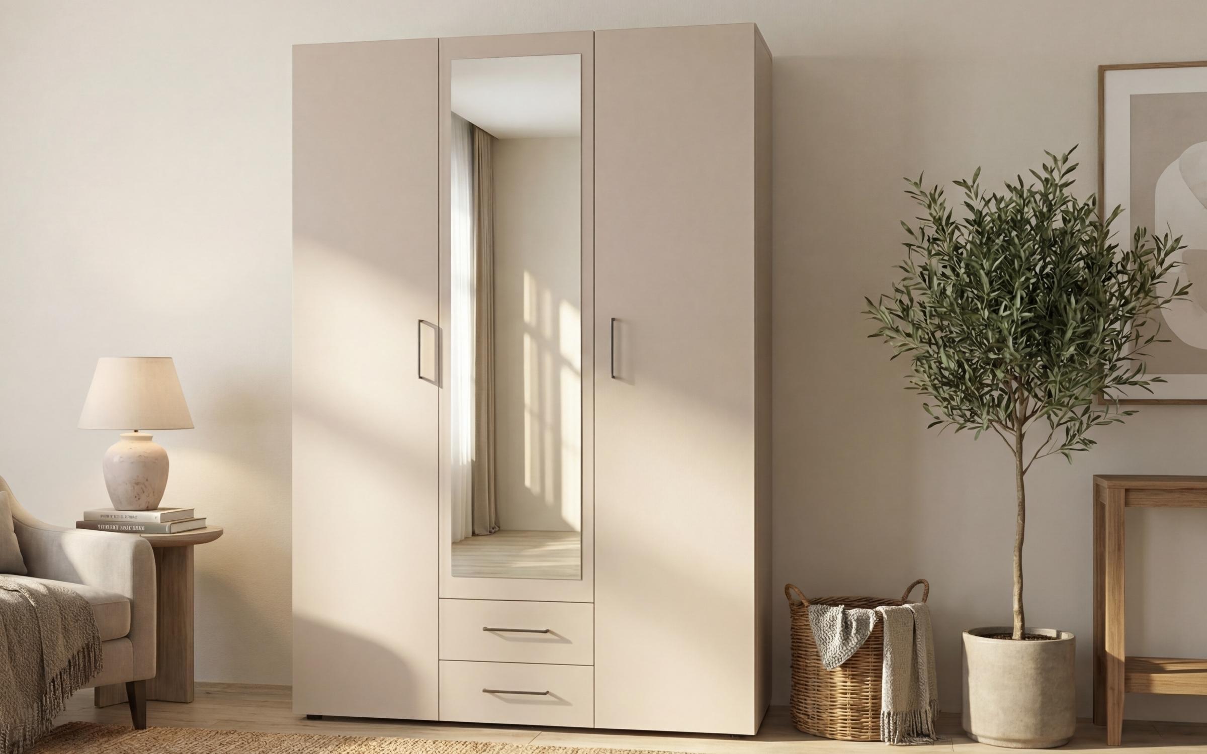 Dulap cu trei usi, sertare, oglinda si bara Bruno M 1, casmir  1